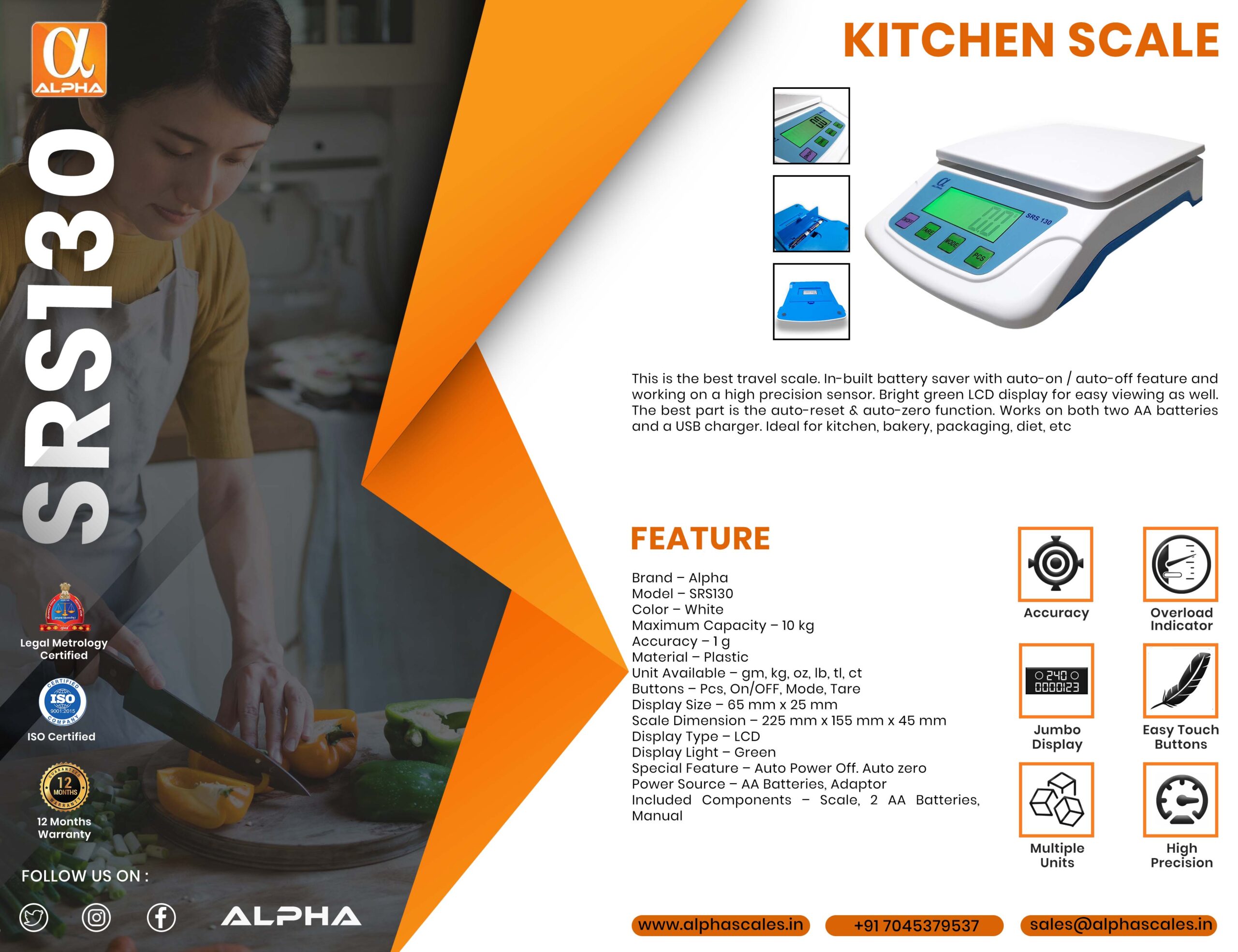 Alpha SRS120 Perfect Kitchen Scale - Alpha Scale