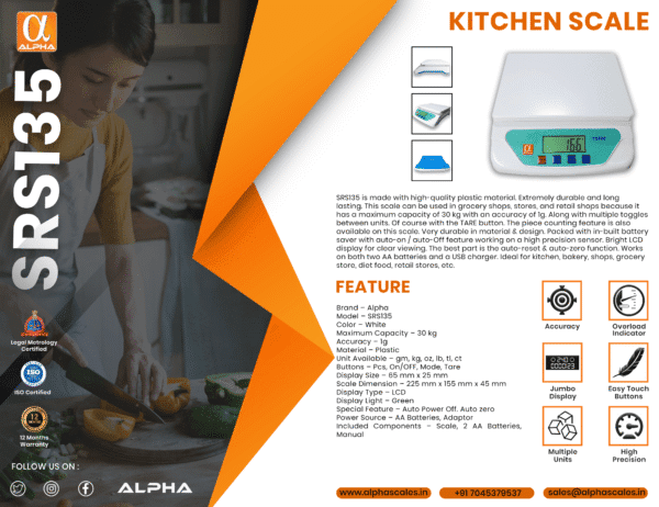 SRS135 KITCHEN SCALE - Image 5