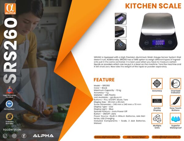 SRS260 WATERPROOF DIGITAL KITCHEN SCALE - Image 8