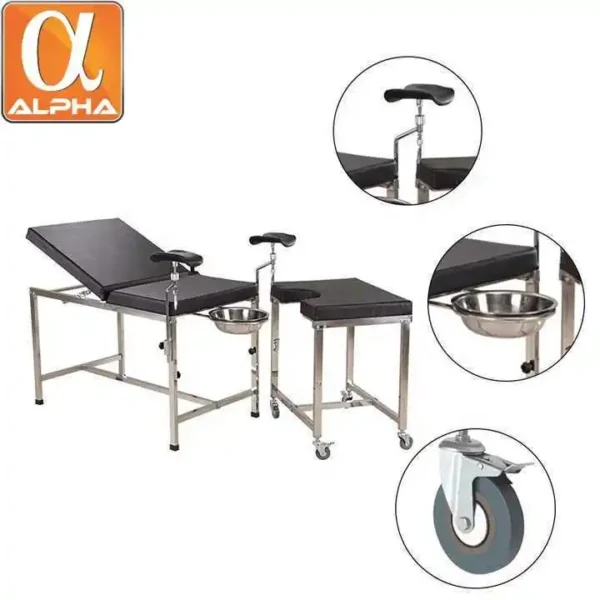 Hospital Examination Bed Table Mobile Examination Bed Castors for Medical Examination Patients with Back Rest - Image 3