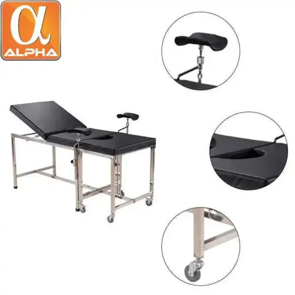 Hospital Examination Bed Table Mobile Examination Bed Castors for Medical Examination Patients with Back Rest - Image 5