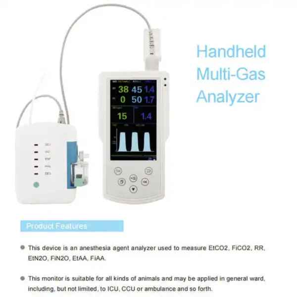 Hospital Use Handheld Anesthesia Agent Analyzer to Measure EtCO2, FiCO2, RR, EtN2O, FiN2O, EtAA Multi-Gas Analyzer - Image 2
