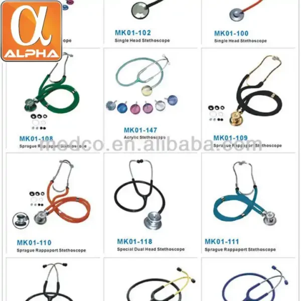 MK01-114 Dual Head Deluxe Medical Stethoscope Black-Manual Power Source - Image 6