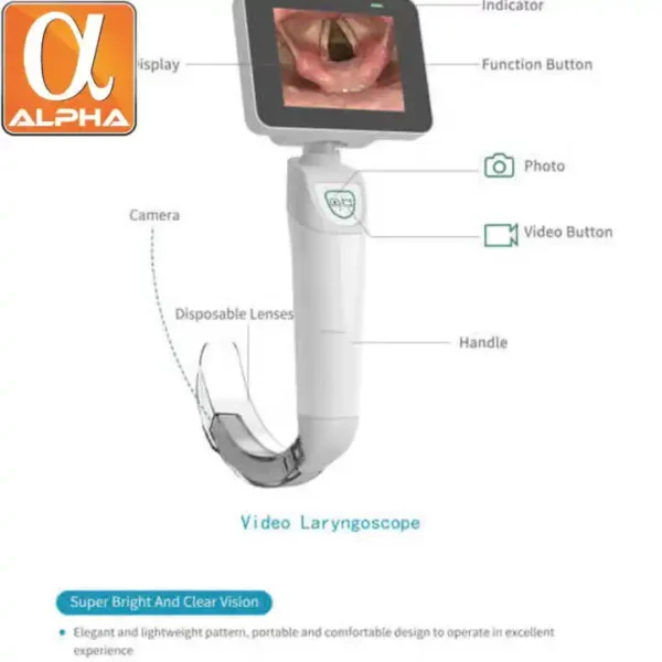 Medic Video Laryngoscope Reusable Price with 3 Blades for Hospital - Image 3