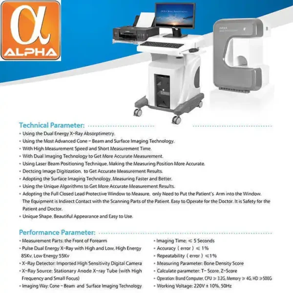 Medical Automatic Dual Energy X-ray Portable Ultrasound Bone Densitometer - Image 4