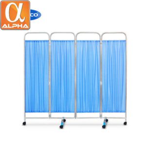 Movable Foldable Hospital Stainless Steel Ward Screen Hospital 4 Folds Medical Folding Screen