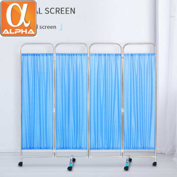 Movable Foldable Hospital Stainless Steel Ward Screen Hospital 4 Folds Medical Folding Screen - Image 3