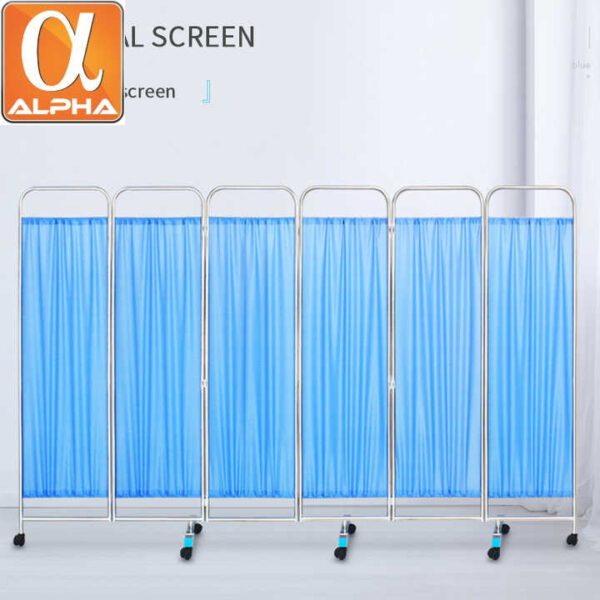 Movable Foldable Hospital Stainless Steel Ward Screen Hospital 4 Folds Medical Folding Screen - Image 4