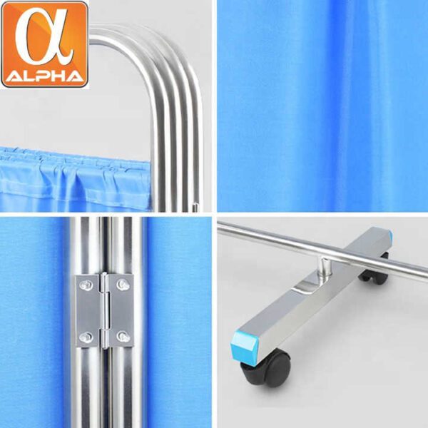 Movable Foldable Hospital Stainless Steel Ward Screen Hospital 4 Folds Medical Folding Screen - Image 5