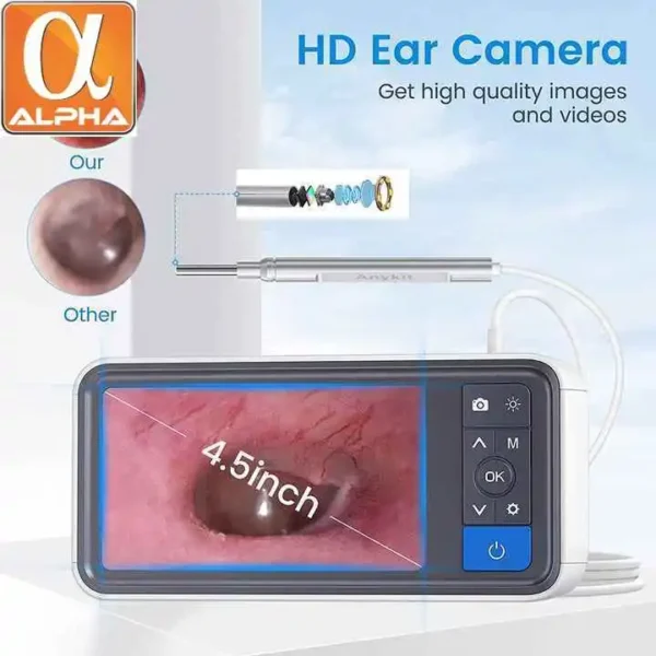 Portable 4.5inch LCD Screen Ear Wax Remover Cleaner Ear Endoscope Camera - Image 4