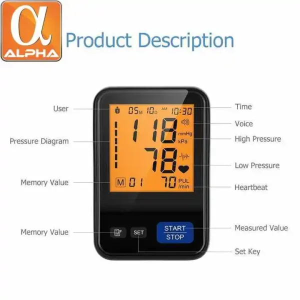 Portable Double Users Blood Pressure Screen with Big Type-C Charging Automatic Electric Power Source - Image 5